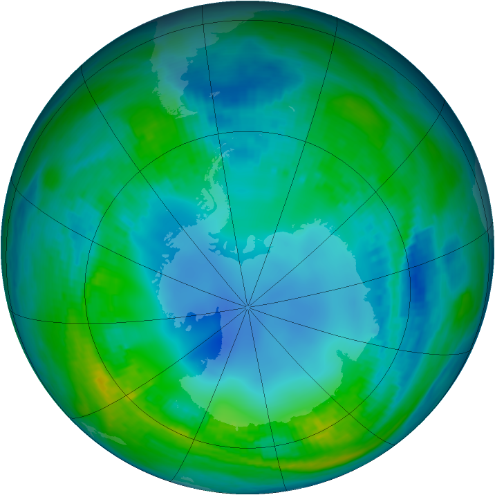 Antarctic ozone map for 08 May 1989